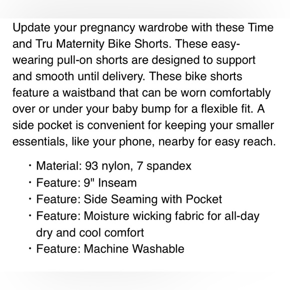 Time & Tru Maternity Bike Shorts Olive Green High Waist Size S NWT - Picture 4 of 7